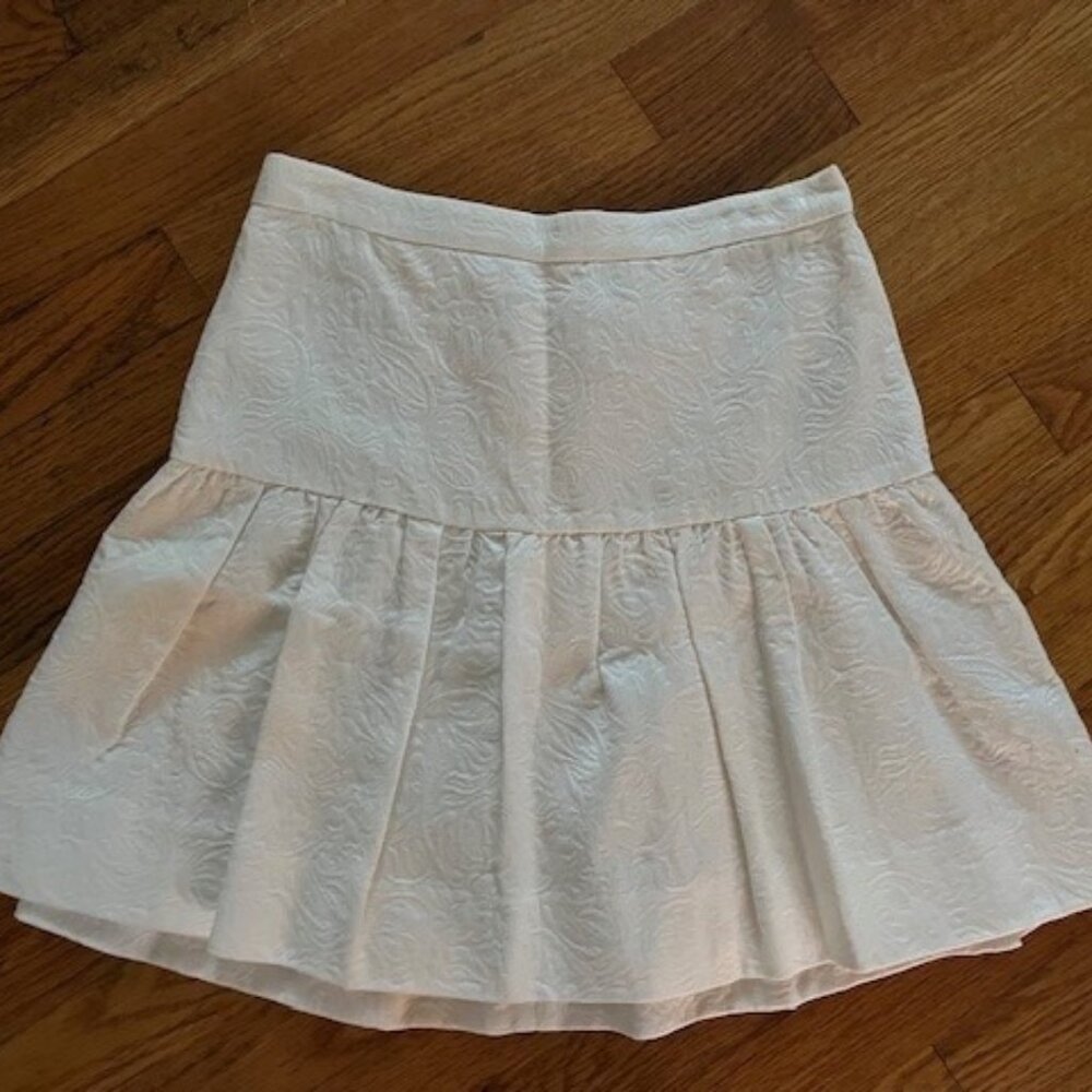 J.Crew White Cotton Paisley Drop Waist Pleated Skirt, size 00 - NEVER WORN
